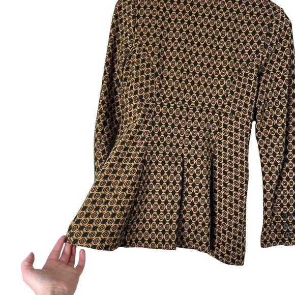 Cabi Kensington Proper Standout Blazer Jacket in Yellow Navy Medallion Motif, XS - Picture 13 of 16